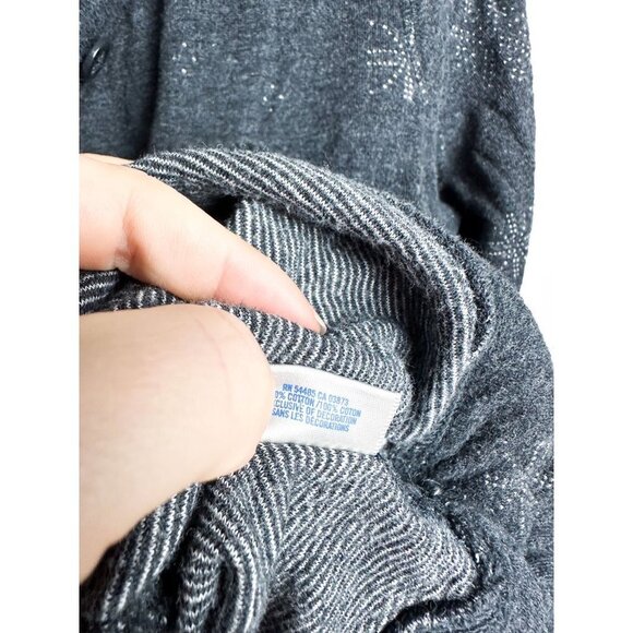 Aerie Pullover Hooded Snowflake Printed Sweatshirt Gray Womens Medium Cotton - Picture 5 of 6